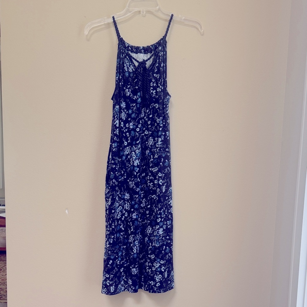 Blue Floral Sleeveless Dress